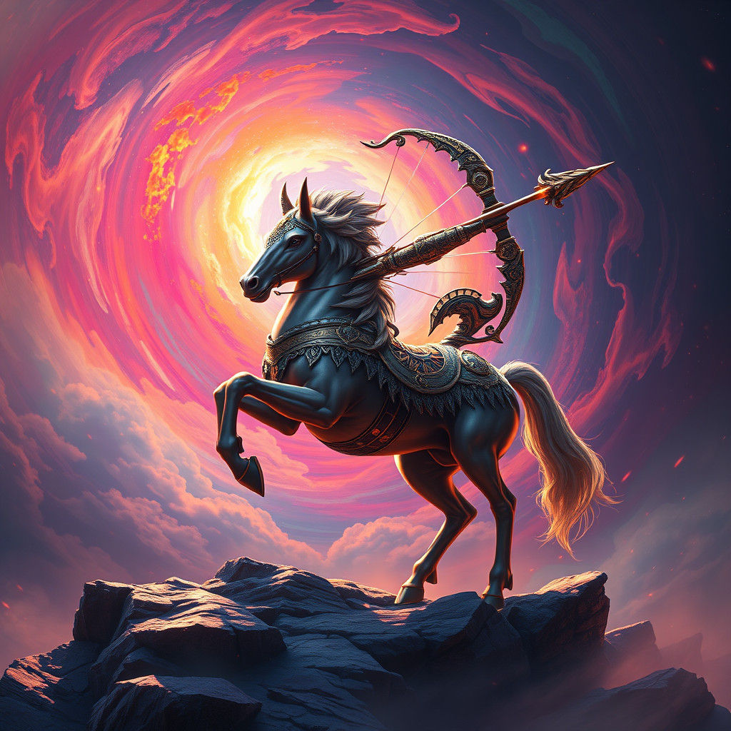 Sagittarius Zodiac Sign in Ornate Armor