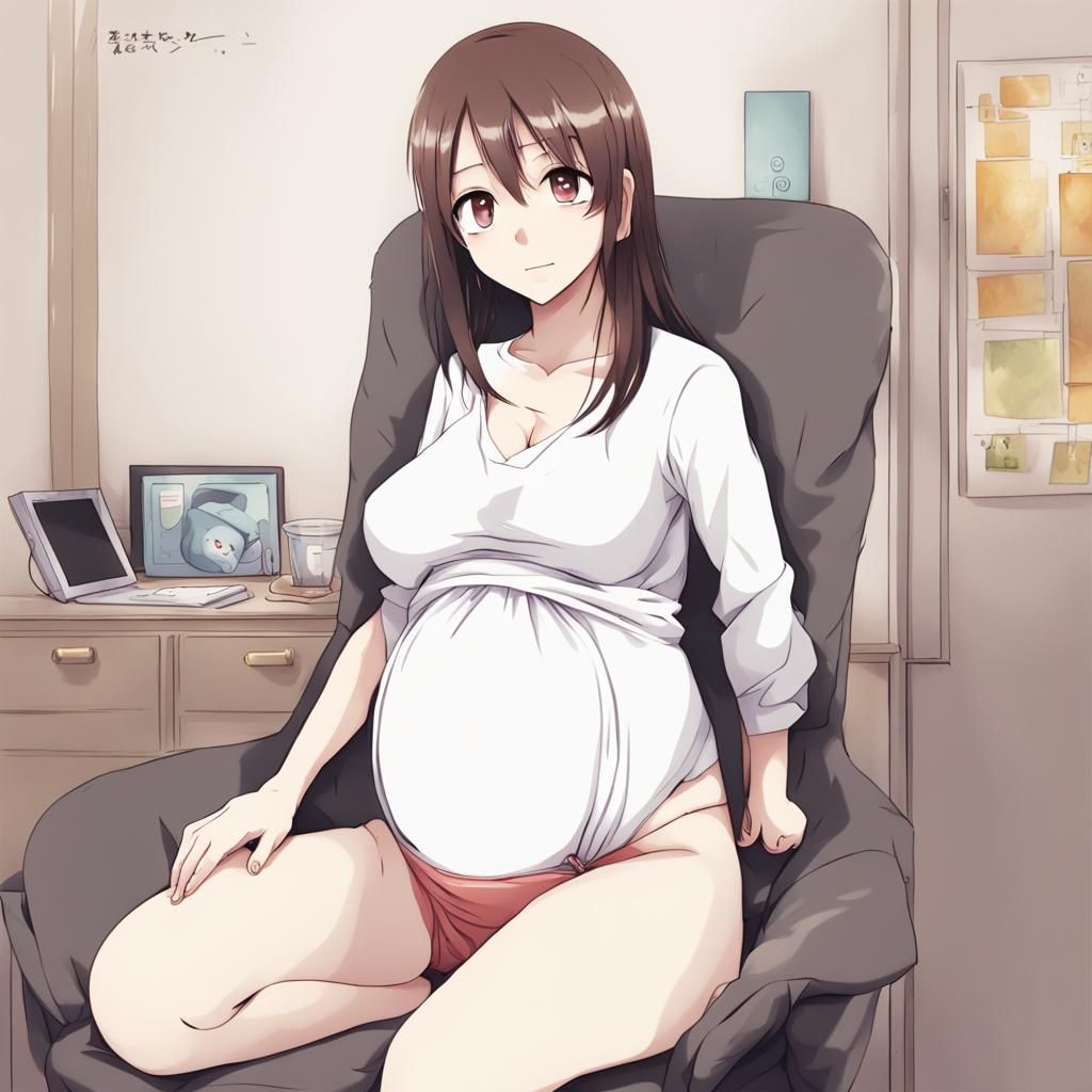 Pregnant Girl in Anime Key Visual Style