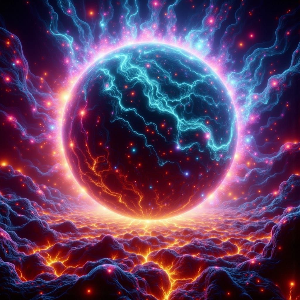 Psychedelic Gas Giant with Swirling Nebulae