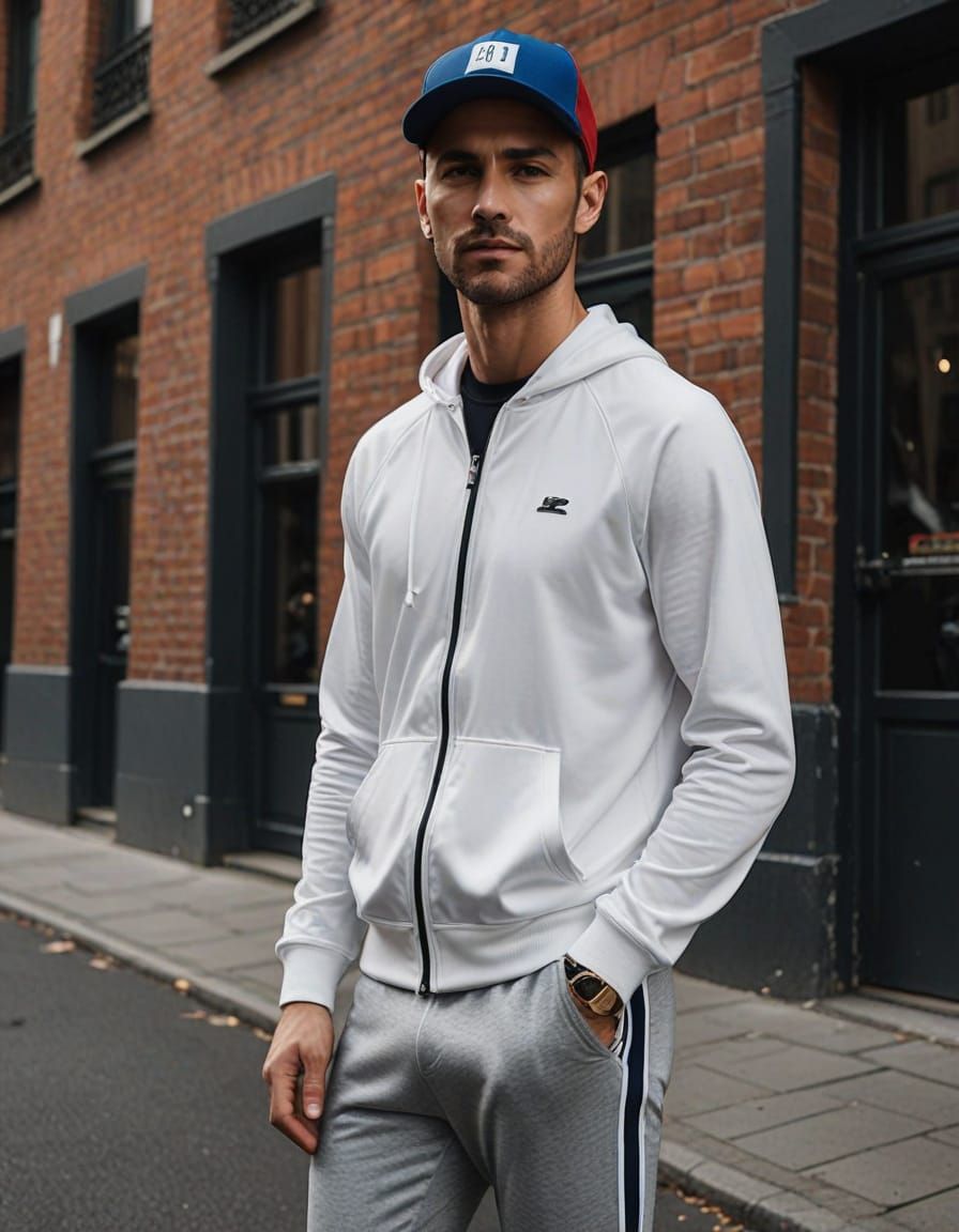 Man in Athleisure Outfit with Baseball Cap