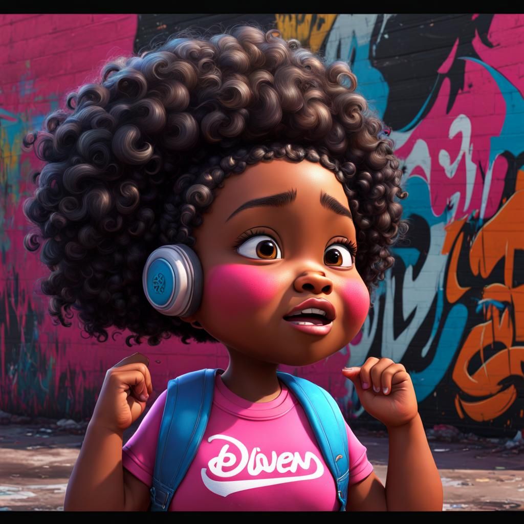 Distressed Girl in Graffiti Art Style