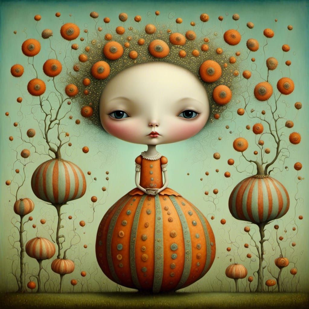 Whimsical Winter Doll in Surreal Style