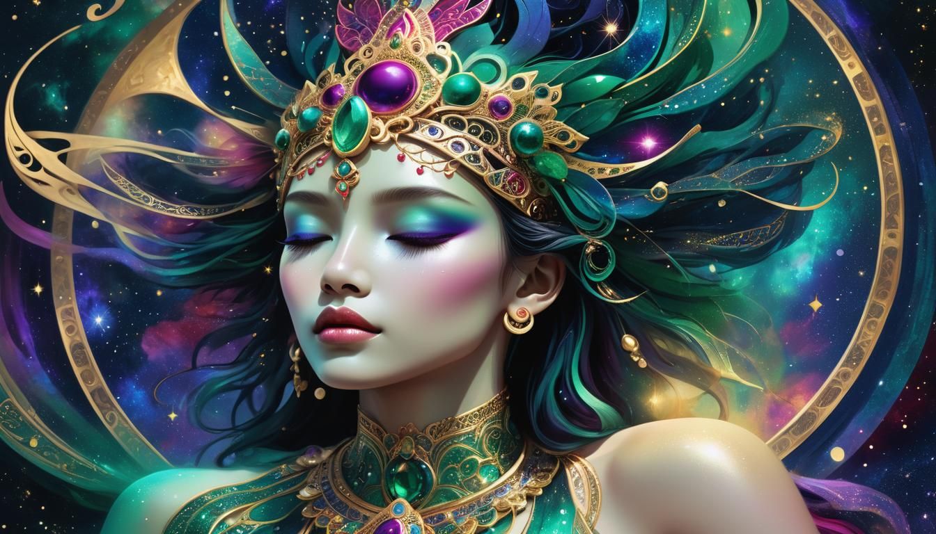 Cosmic Woman: Abstract Digital Art Portrait