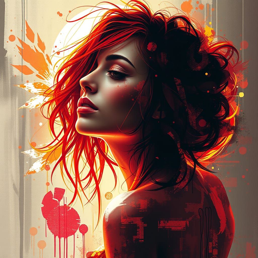 Grunge Woman in Vibrant, Edgy Fusion