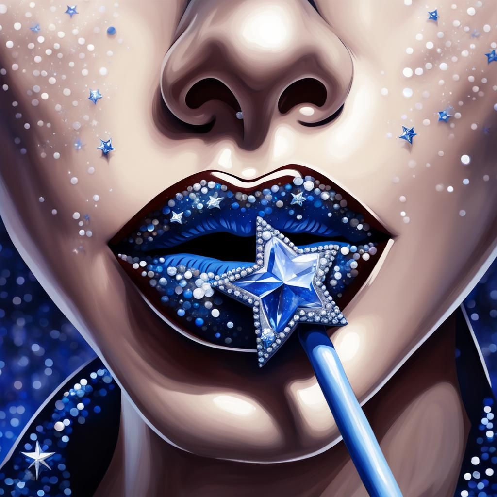 Diamond Lips Biting Dallas Cowboys Lollipop, Opulent Art