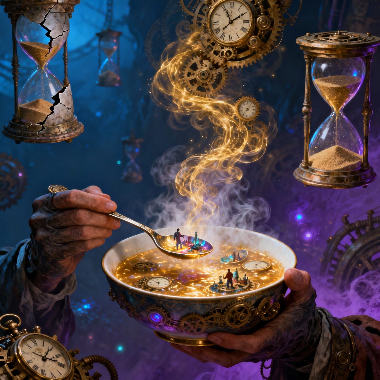 Time Traveler with Chrono-Stew in Temporal Camp