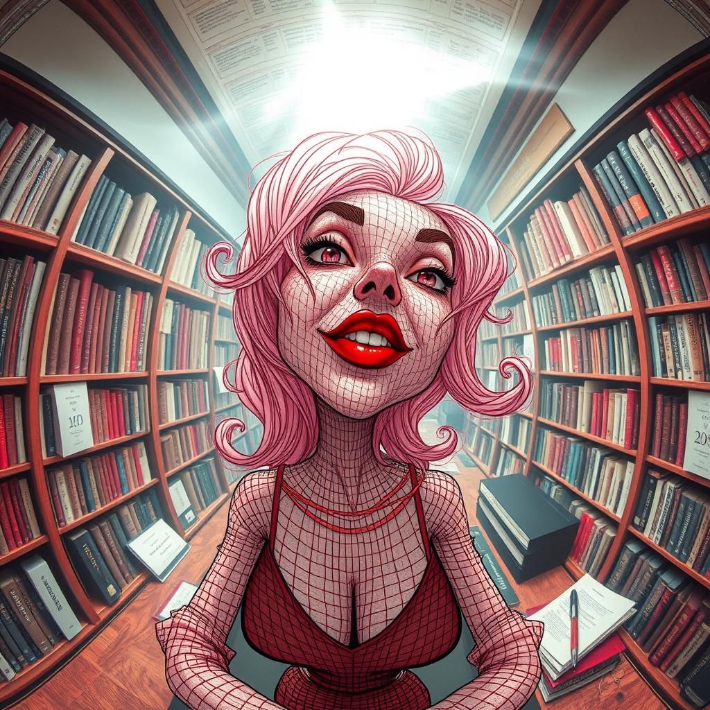 Translucent Comic-Cartoon Woman at Front Desk