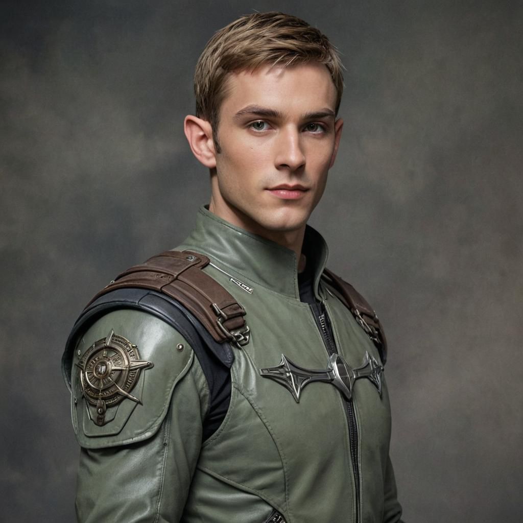 Handsome Elven Cyborg Pilot in Futuristic Setting