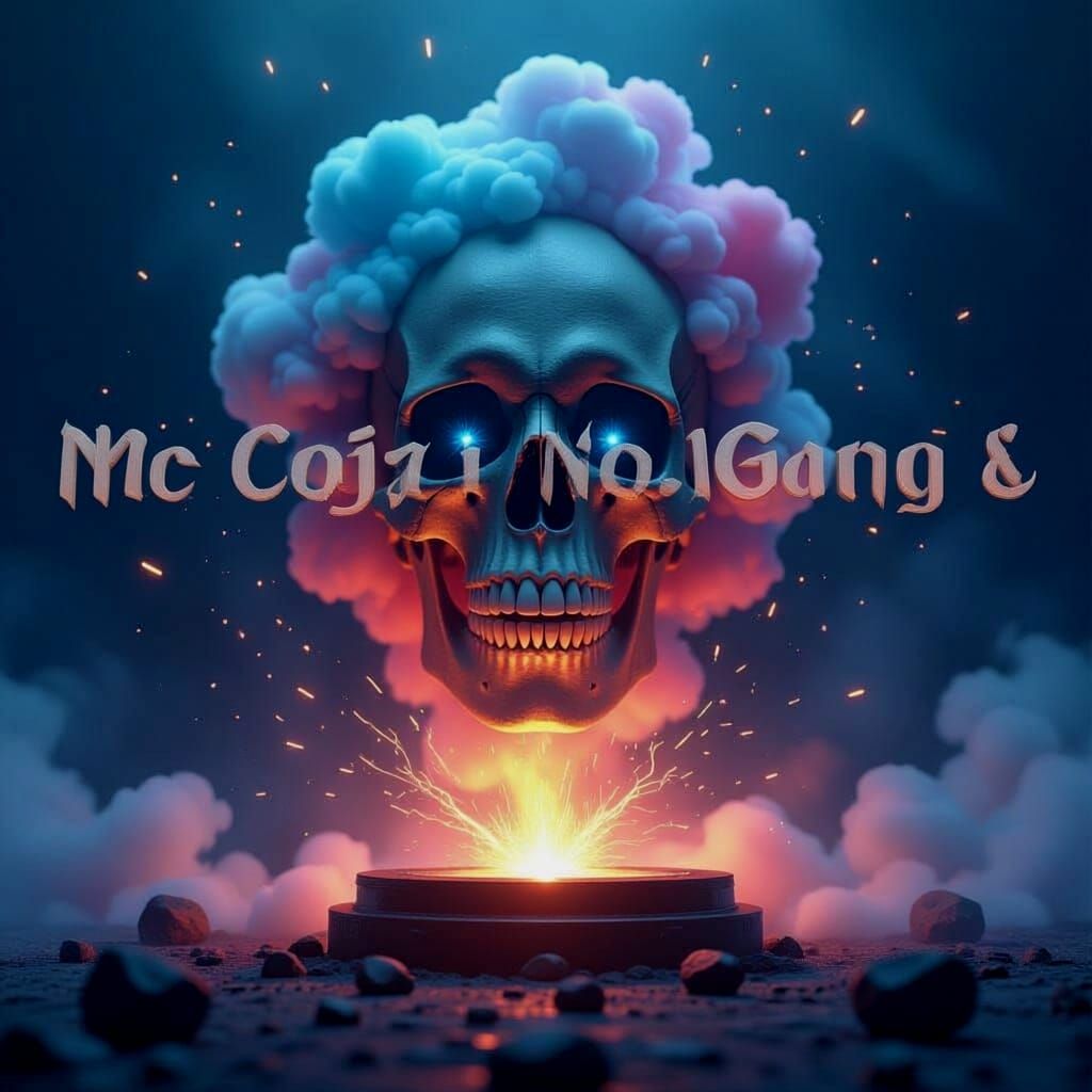 Animated Skull Rises with Electric Energy