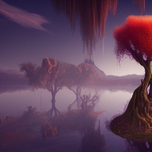 Willow Tree in Glass Sphere: Fantasy Concept Art
