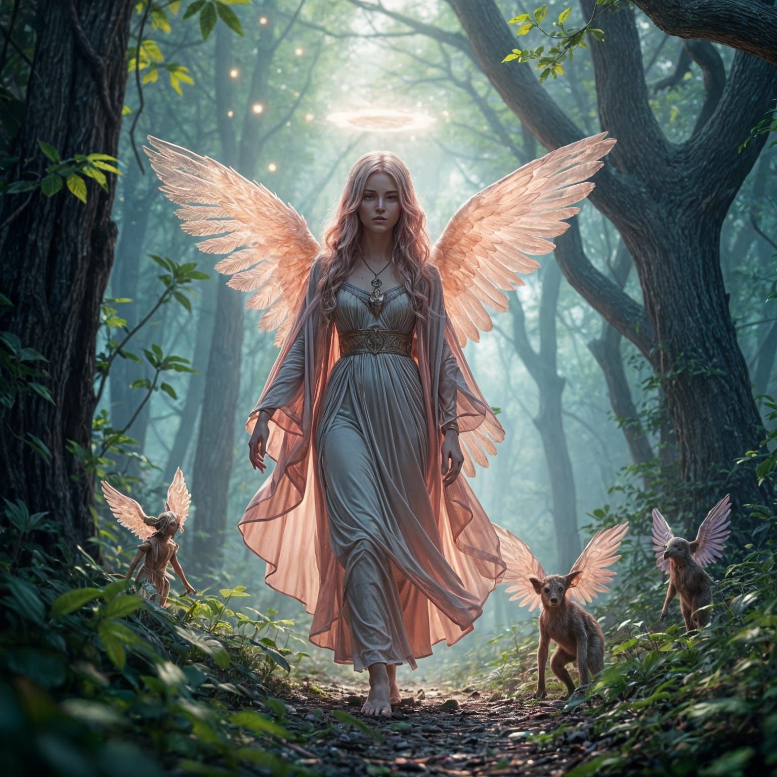 Angel of Faith Guiding Through Enchanted Forest