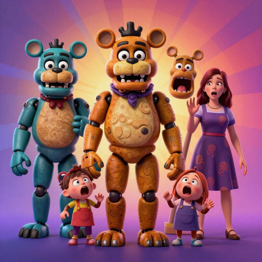Five Nights at Freddy's Animatronics with Terrified Families