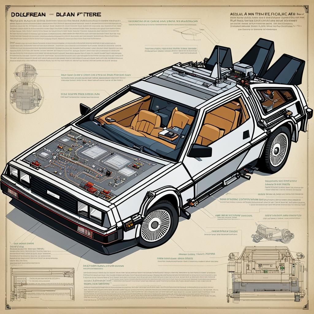DeLorean Time Machine Detailed Technical Schematic