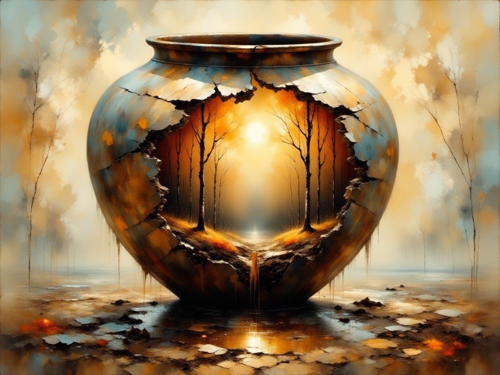 Surreal Inner World Revealed in Cracked Ceramic Jar