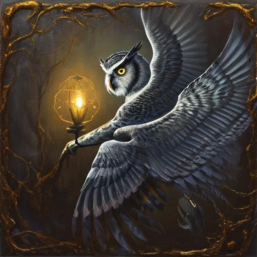 Surreal Owl in Dreamlike Oil Painting