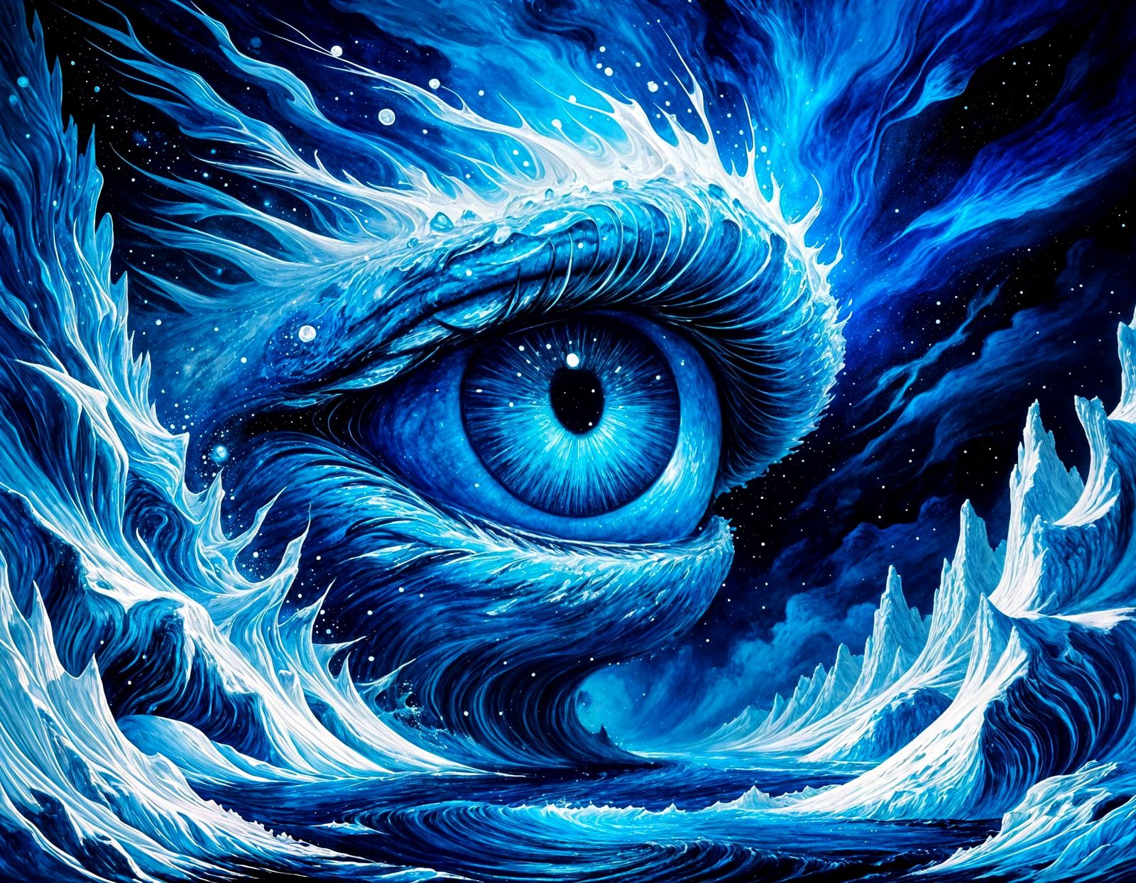 Ethereal Eyes of Antarctica in Vibrant Gouache