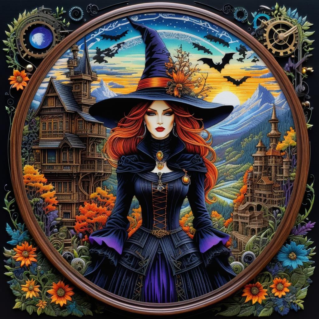 Mechanical Witch in Mixed Media Style