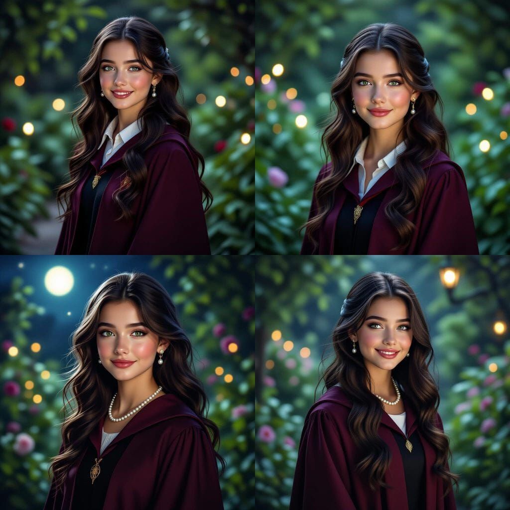Magical Hogwarts Student Portrait in Moonlight