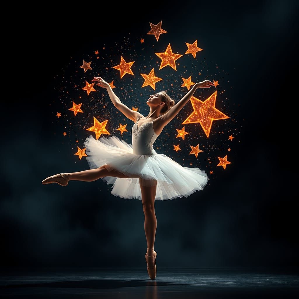 Ballet Dancer Emerges from Starry Cosmos