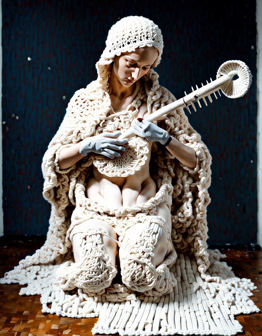 The Fallen Madonna with Crochet Needles