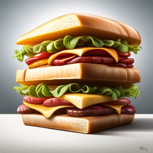 Hyperrealistic Wacky Sandwiches in Splash Art Style