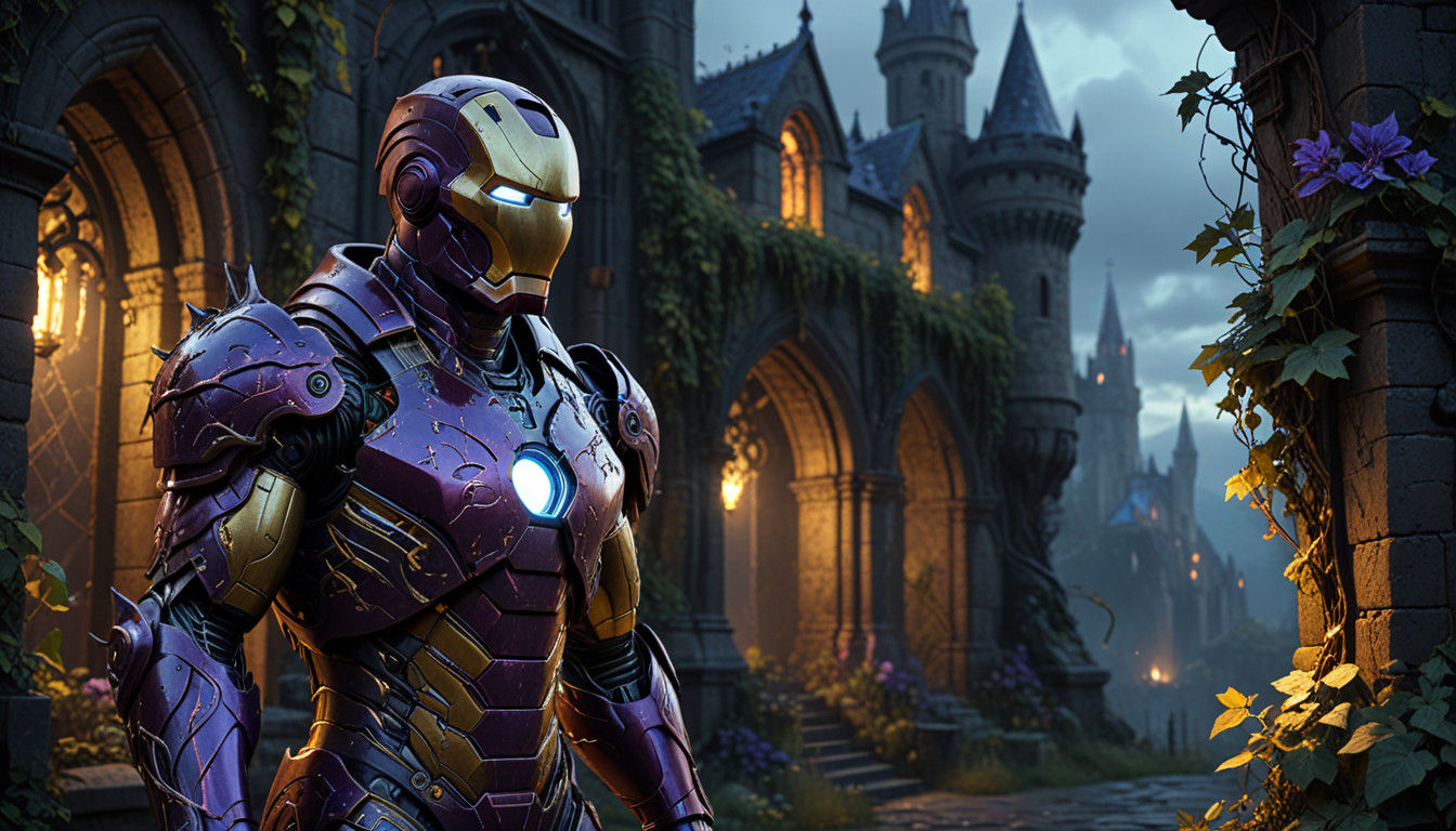 Dark Fantasy Iron Man: Creature Knight in Grim Medieval Armo...