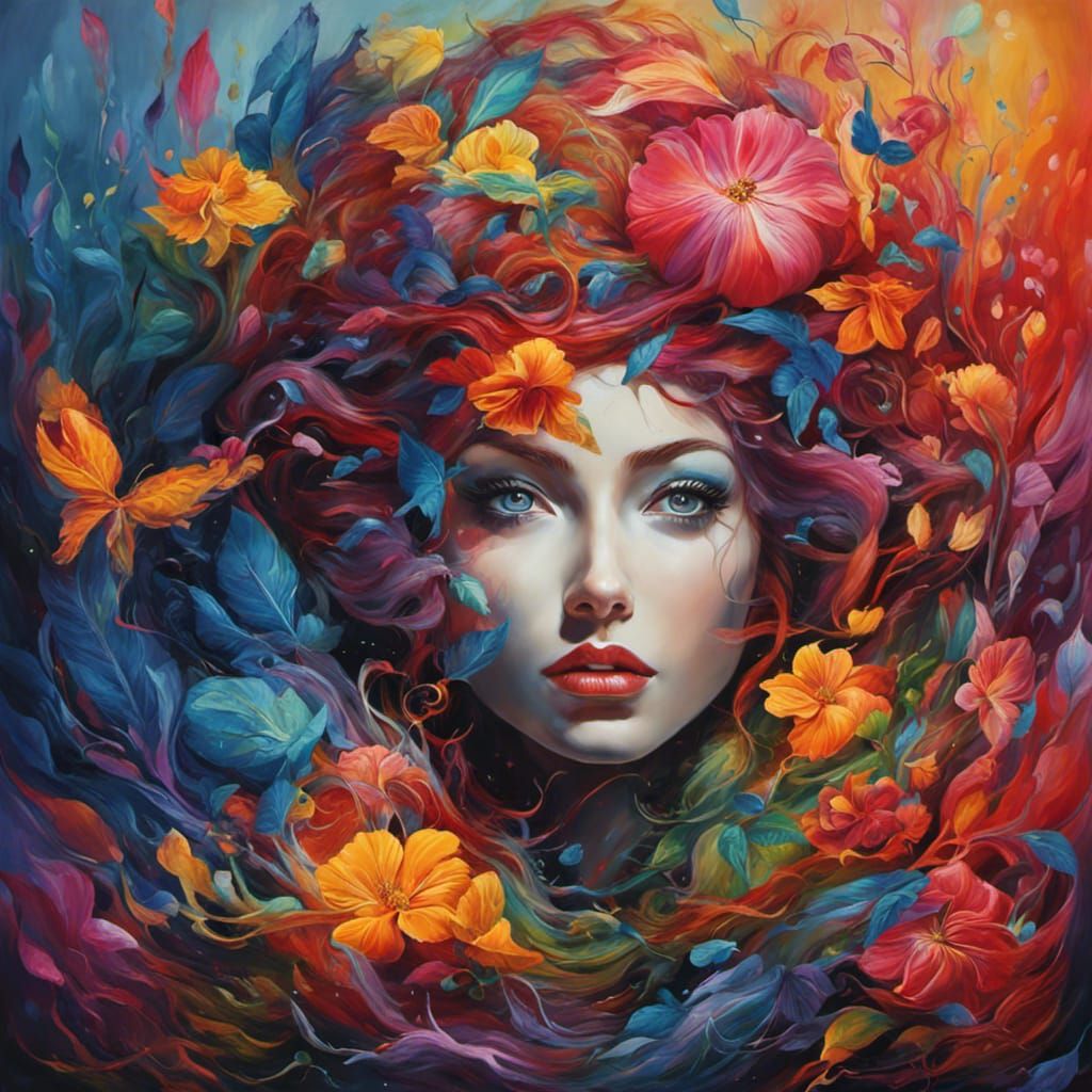 Artistic Brain: Colorful Oil Painting of Creativity