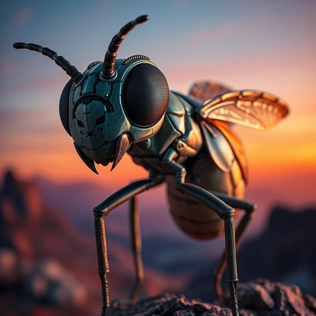 Futuristic Insect Figurine Sculpture in High-Fashion Style