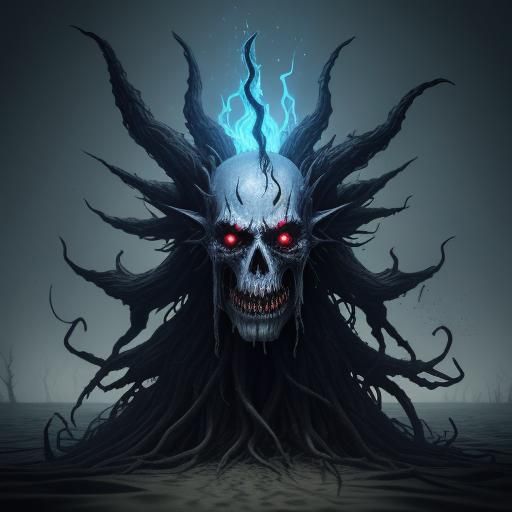 Horrifying Sleep Paralysis Demon on Beach: Digital Art