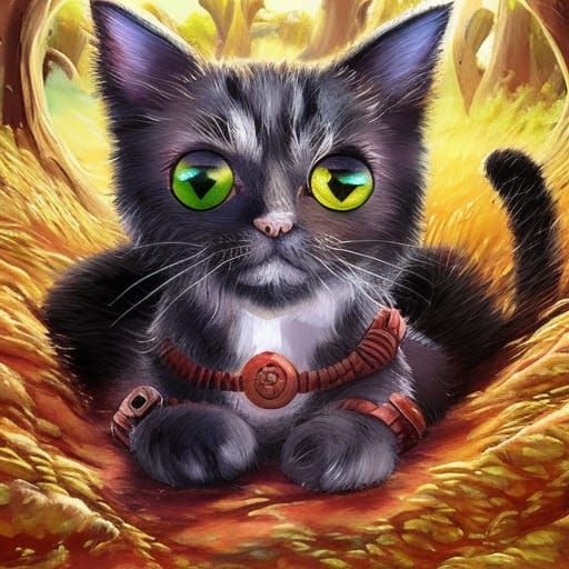 Super Cute Cat Monster with Big Eyes