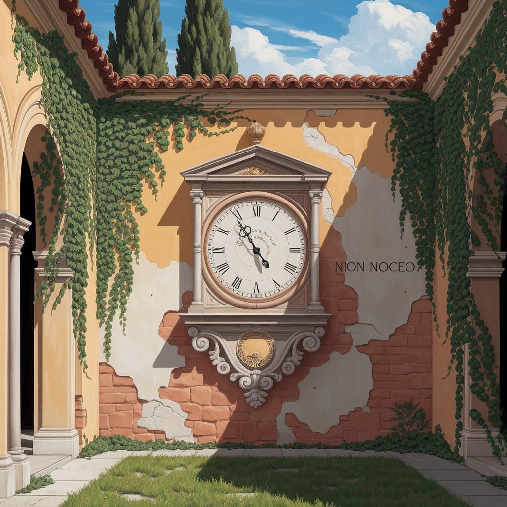 Renaissance Sundial on Palace Wall with Ivy
