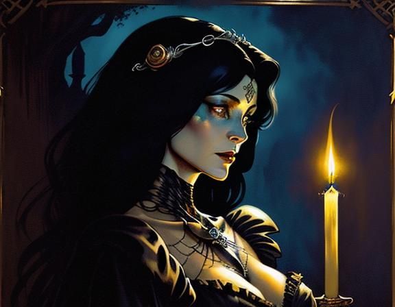 Skeleton and Woman in Consumed Parlor, Art Nouveau