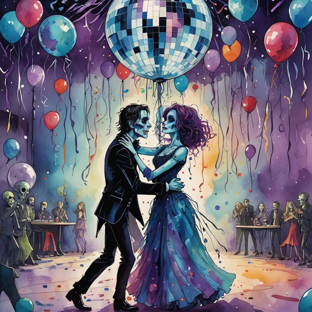 Vampire and Zombie Dance in Gothic Horror Style