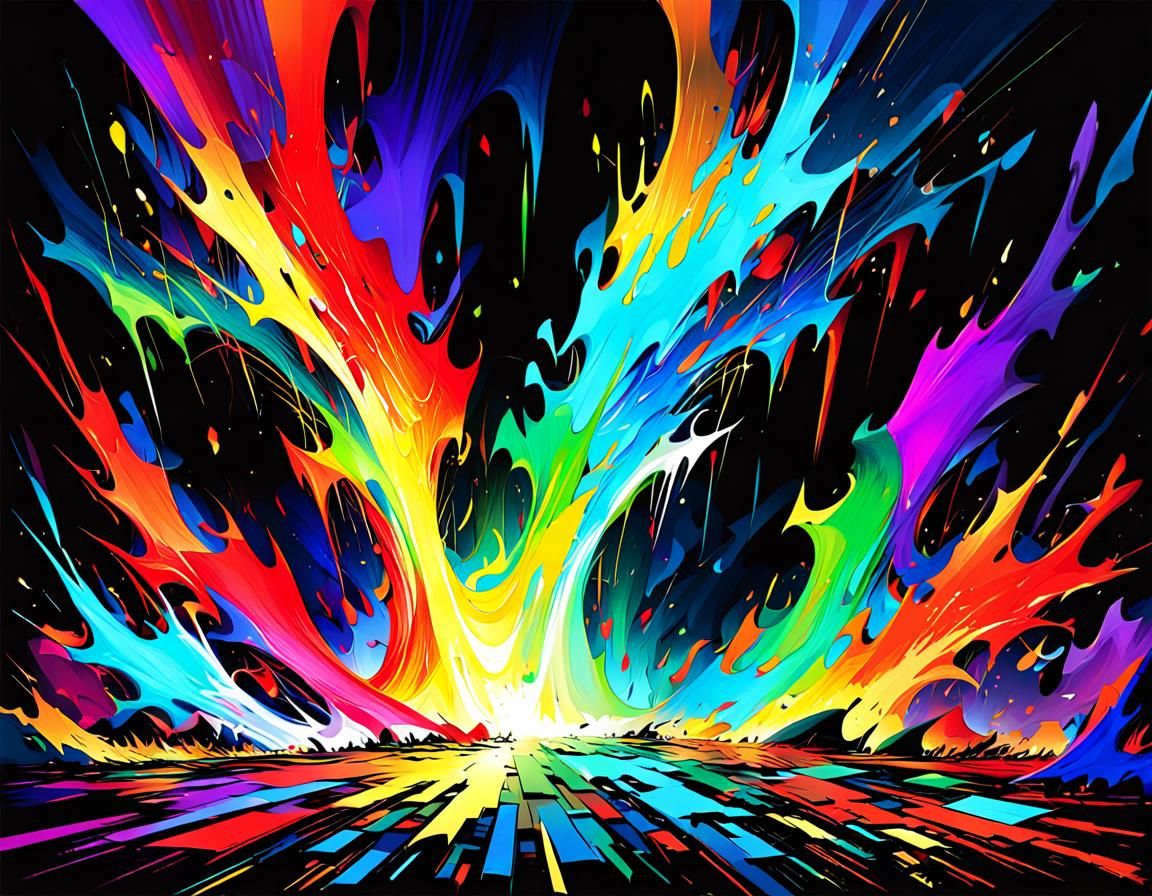 Chaotic Abstract Explosion of Feelings in Vivid Colors