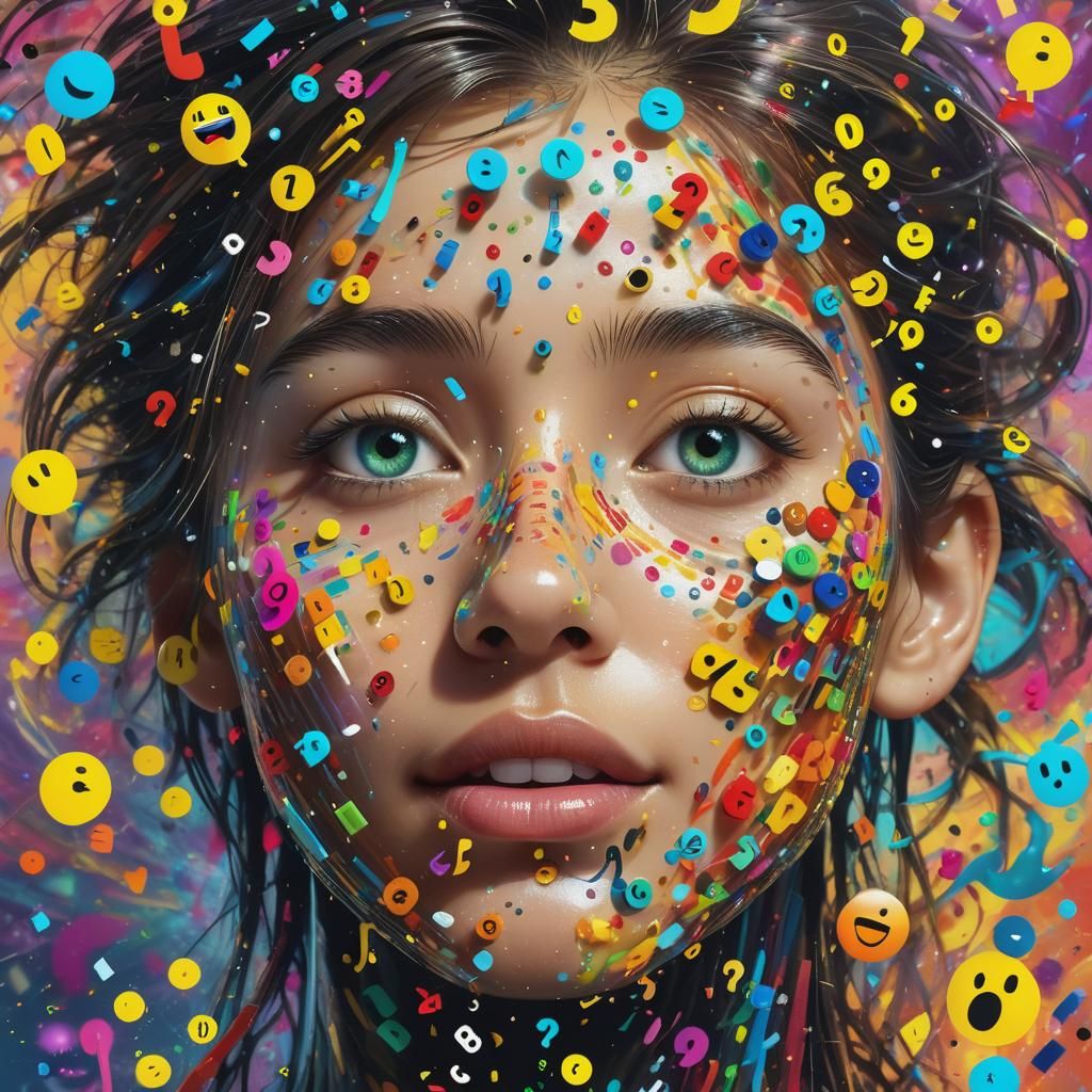 Emoji Face Portrait in Hyperrealistic Digital Art