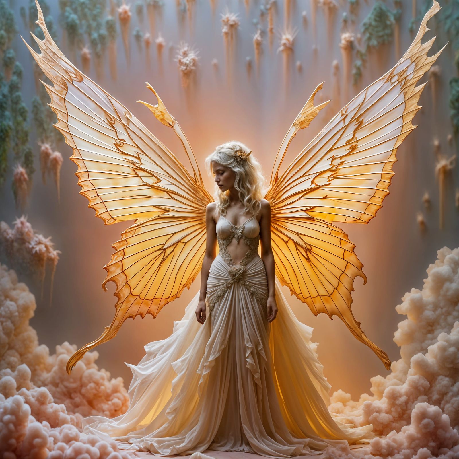 Butterfly with Angel Wings in Ethereal Style