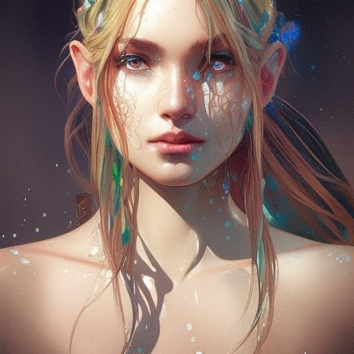 Elven Magic Water Portrait in Hyperdetailed Digital Art