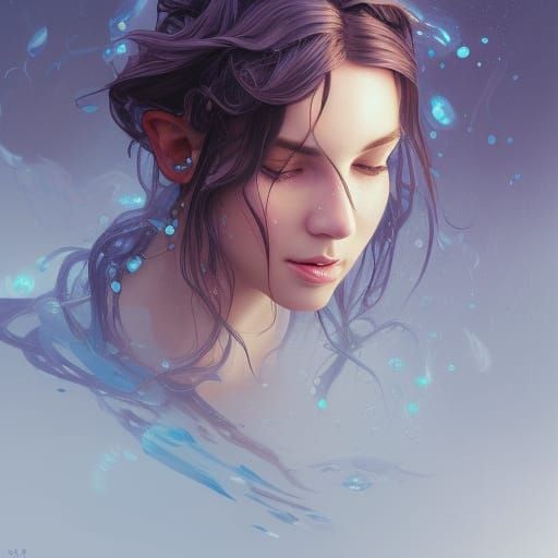 Enchanting Elf Conjures Water Magic Portrait