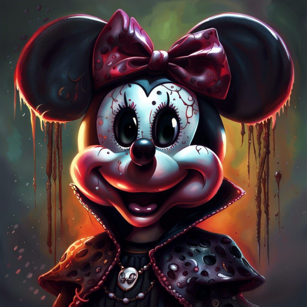 Gothic Horror Minnie Mouse: Hyperrealistic Concept Art