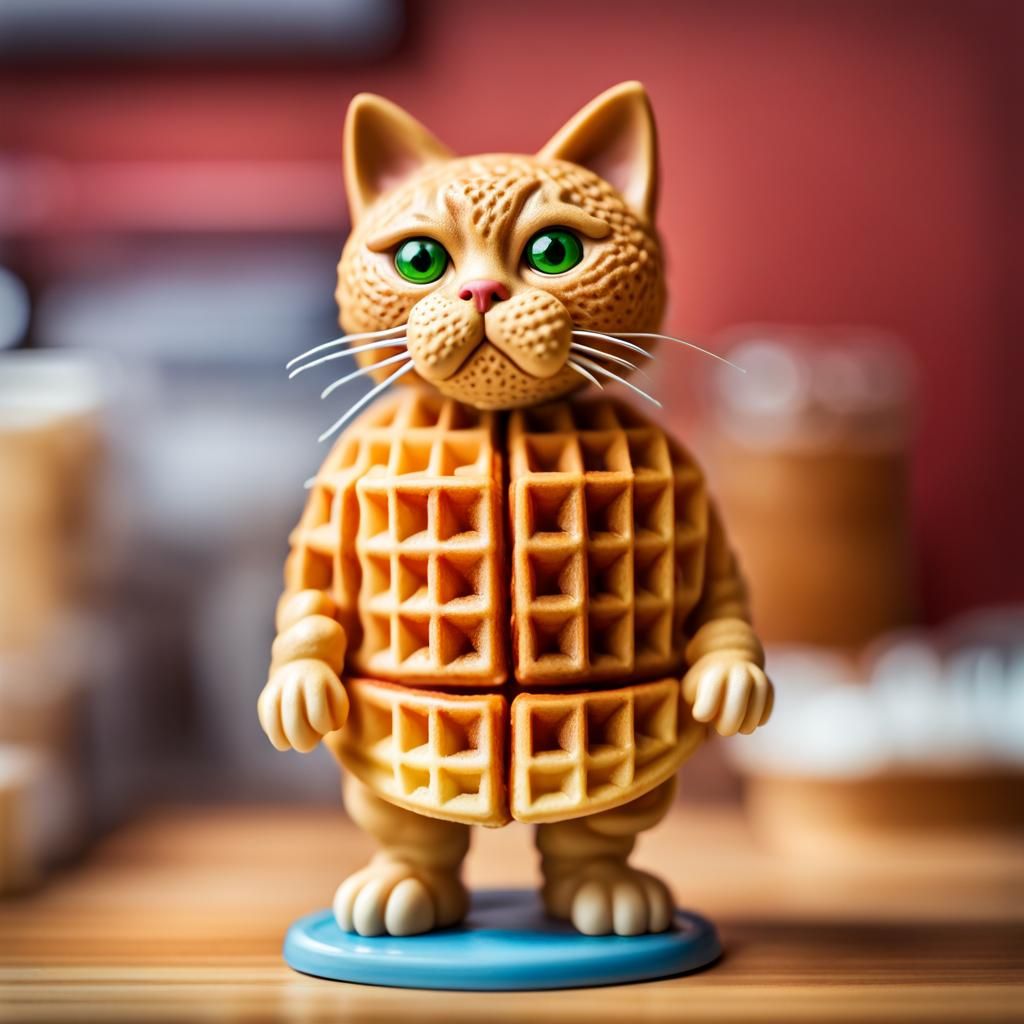 Waffle Cat Bobblehead Figurine in Toy Store