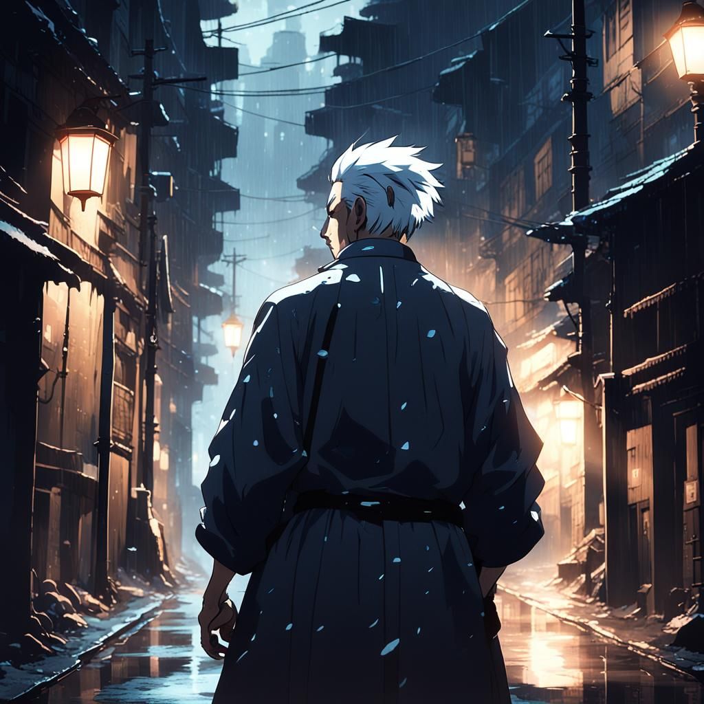 Gojo in Moody Film Noir Alleyway Scene