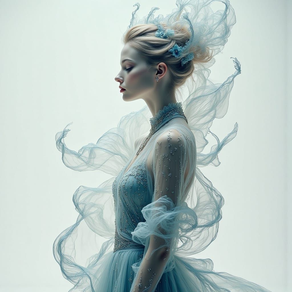 Ethereal Figure in Flowing Garments, Weightless Style