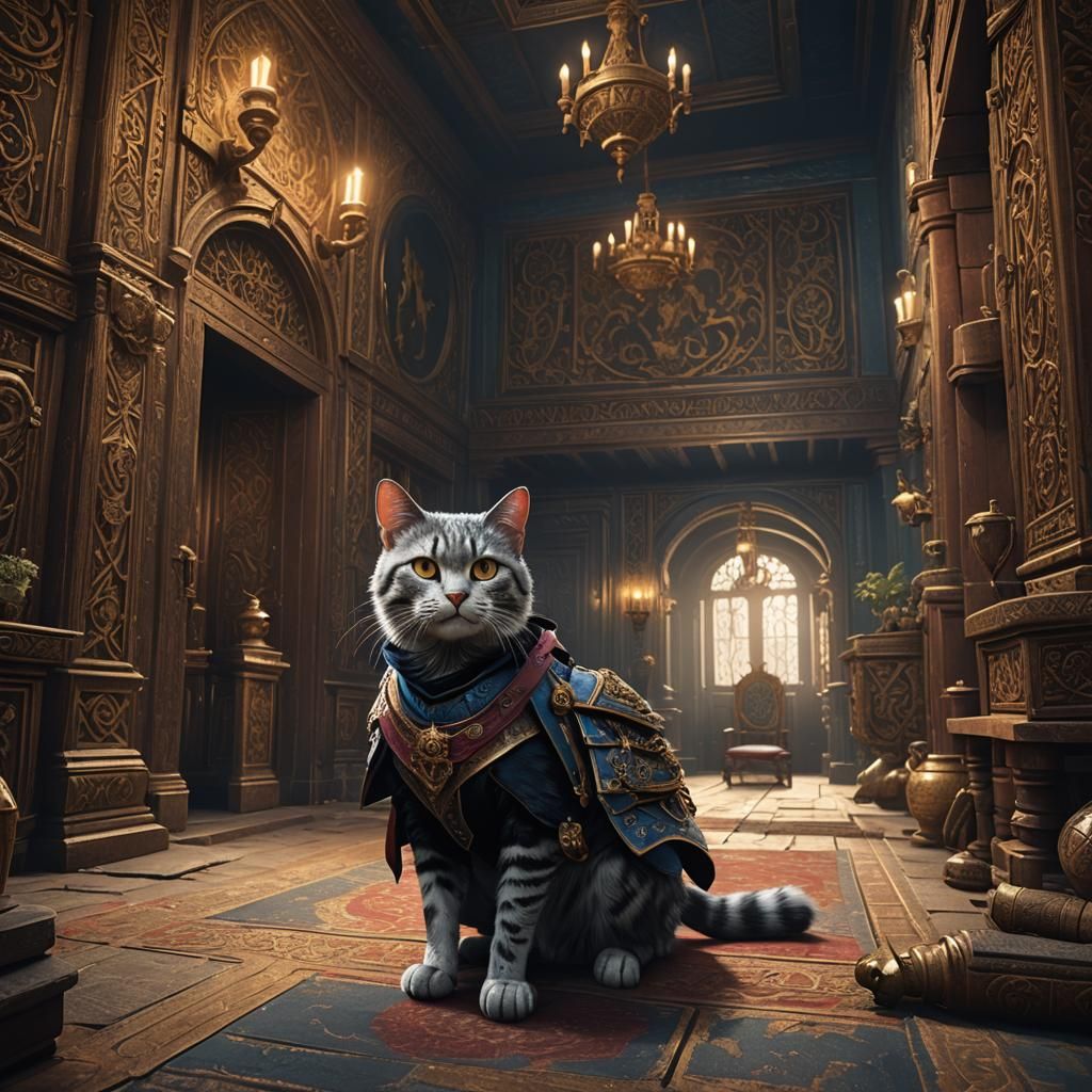 Assassin Cat Sneaking Into Nobles Room