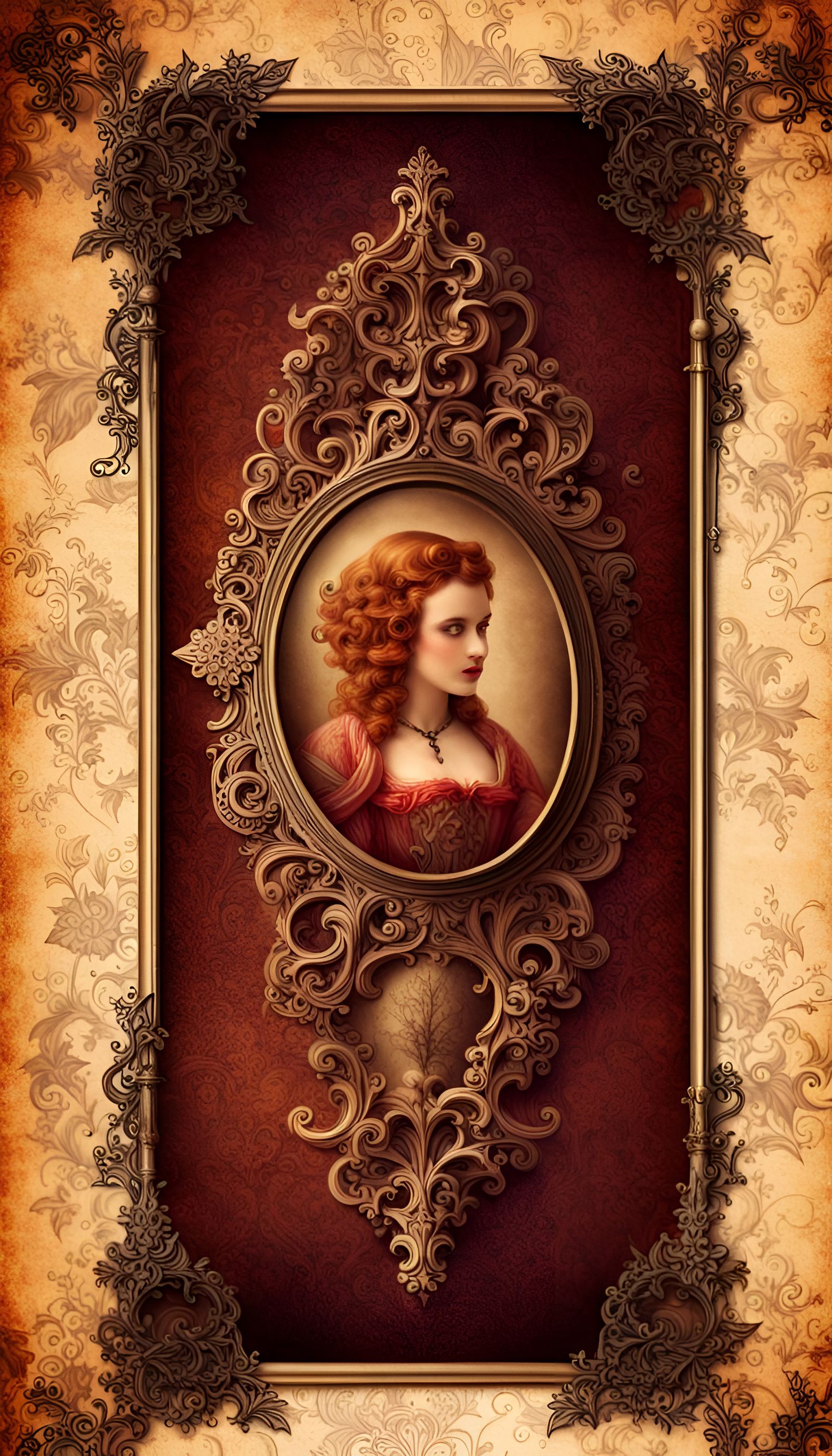 Vintage Gothic Postcard with Filigree Ornaments