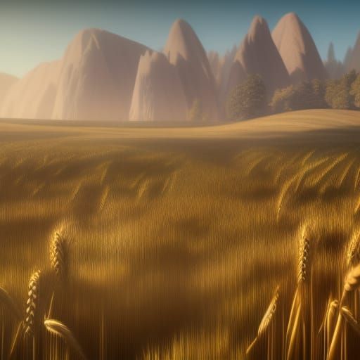 Golden Barley Field: Detailed Matte Painting