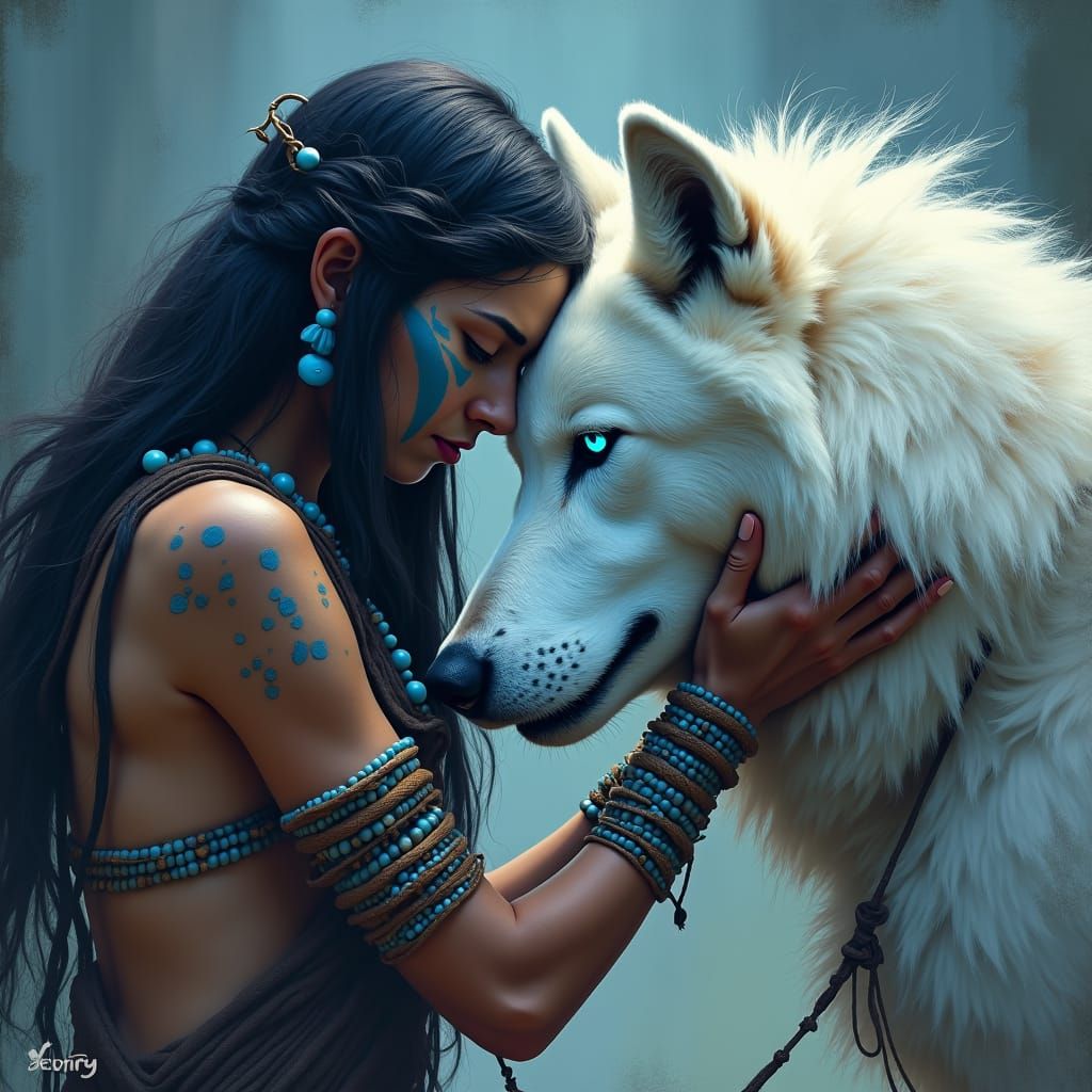 Neolithic Shaman and White Wolf: A Mystical Bond