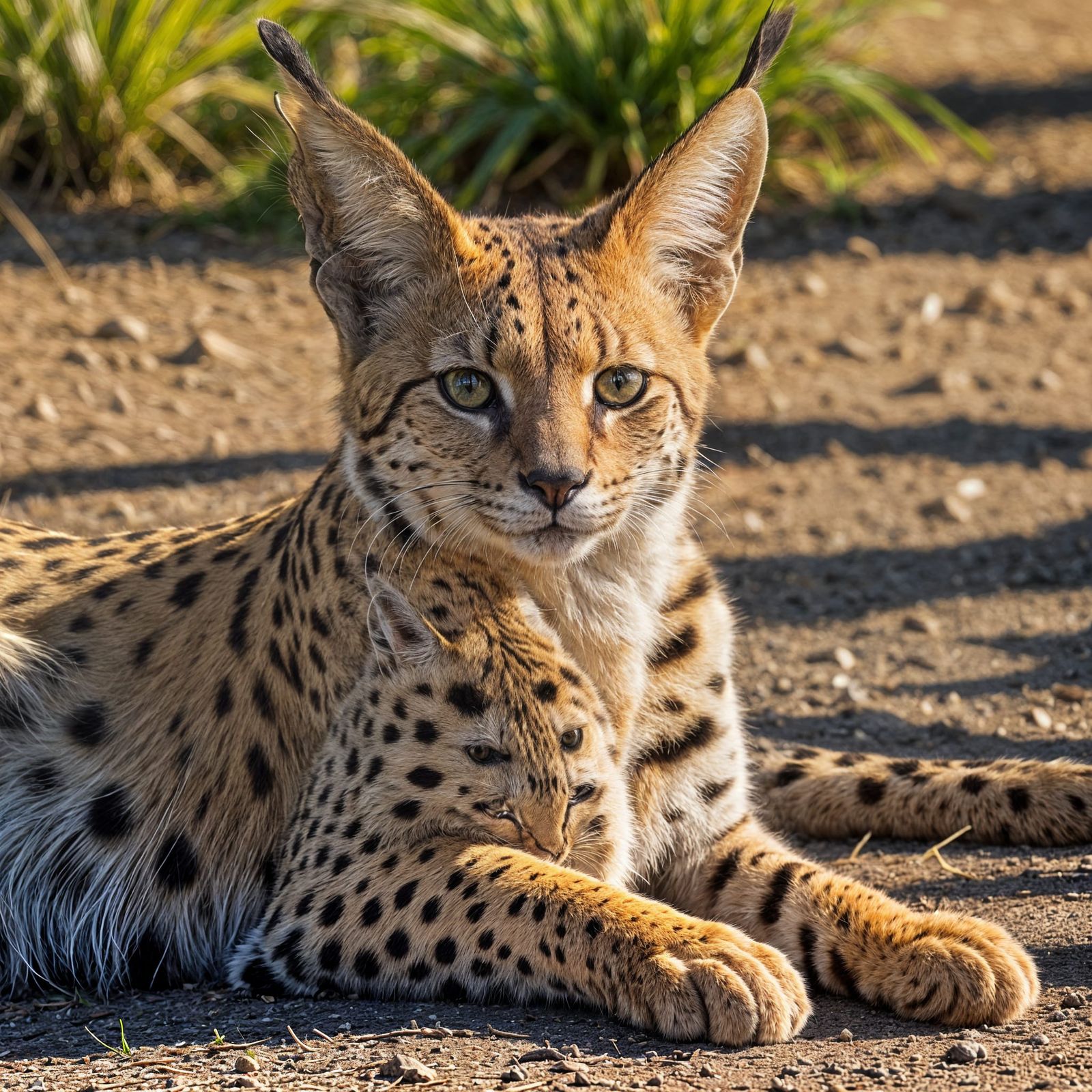 Serval in Sunlight: A Captivating Feline Portrait