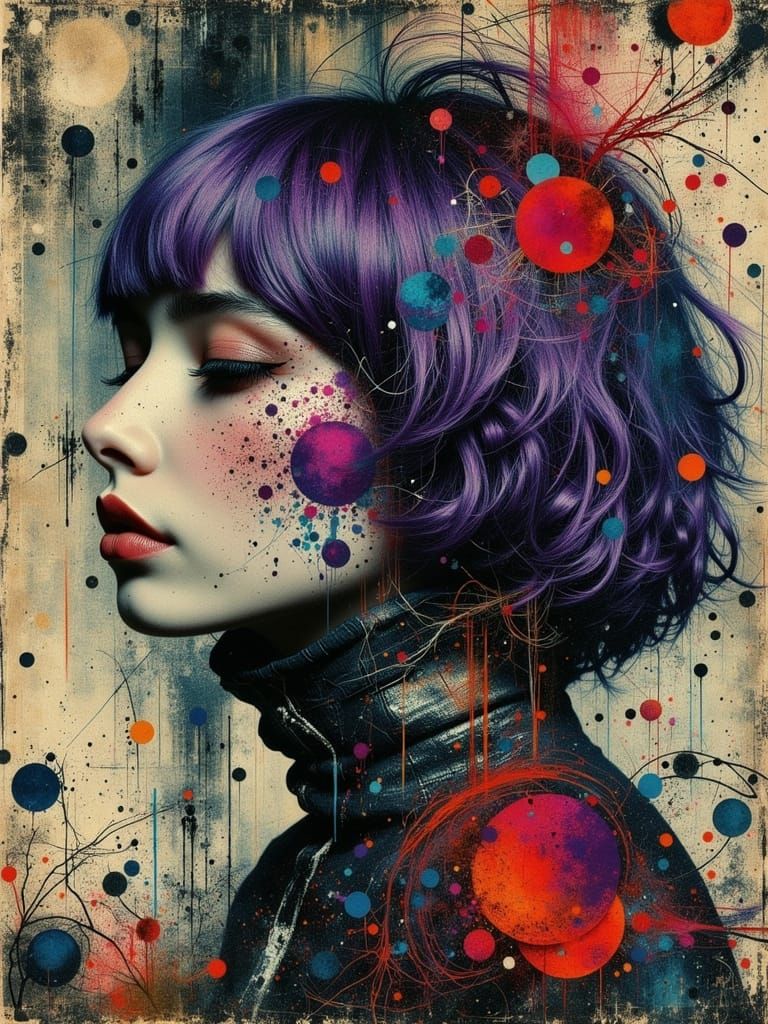 Gothic Surreal Woman Portrait in Zentangle Style