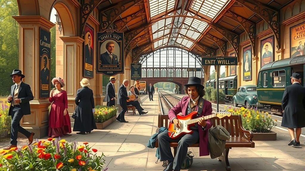Jimi Hendrix Busking in Edwardian Train Station