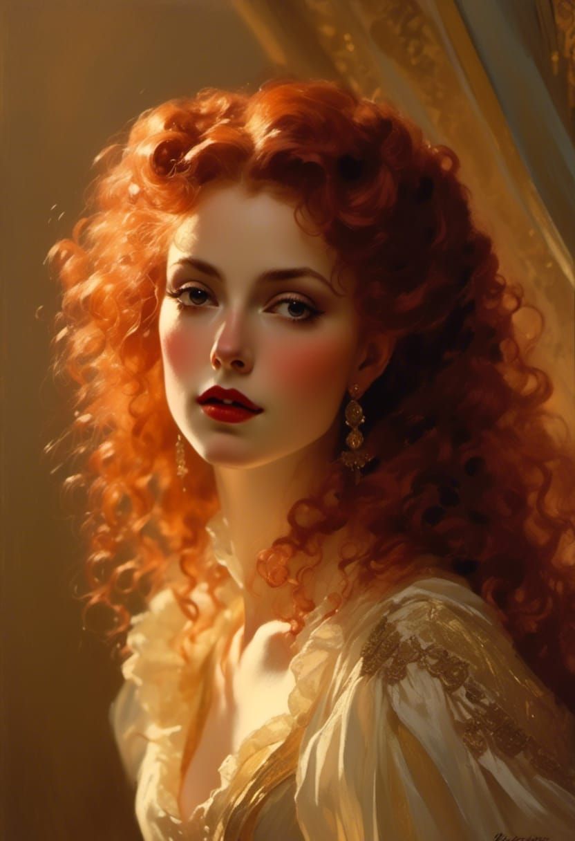 Victorian Vampire Portrait in Edward Cucuel Style